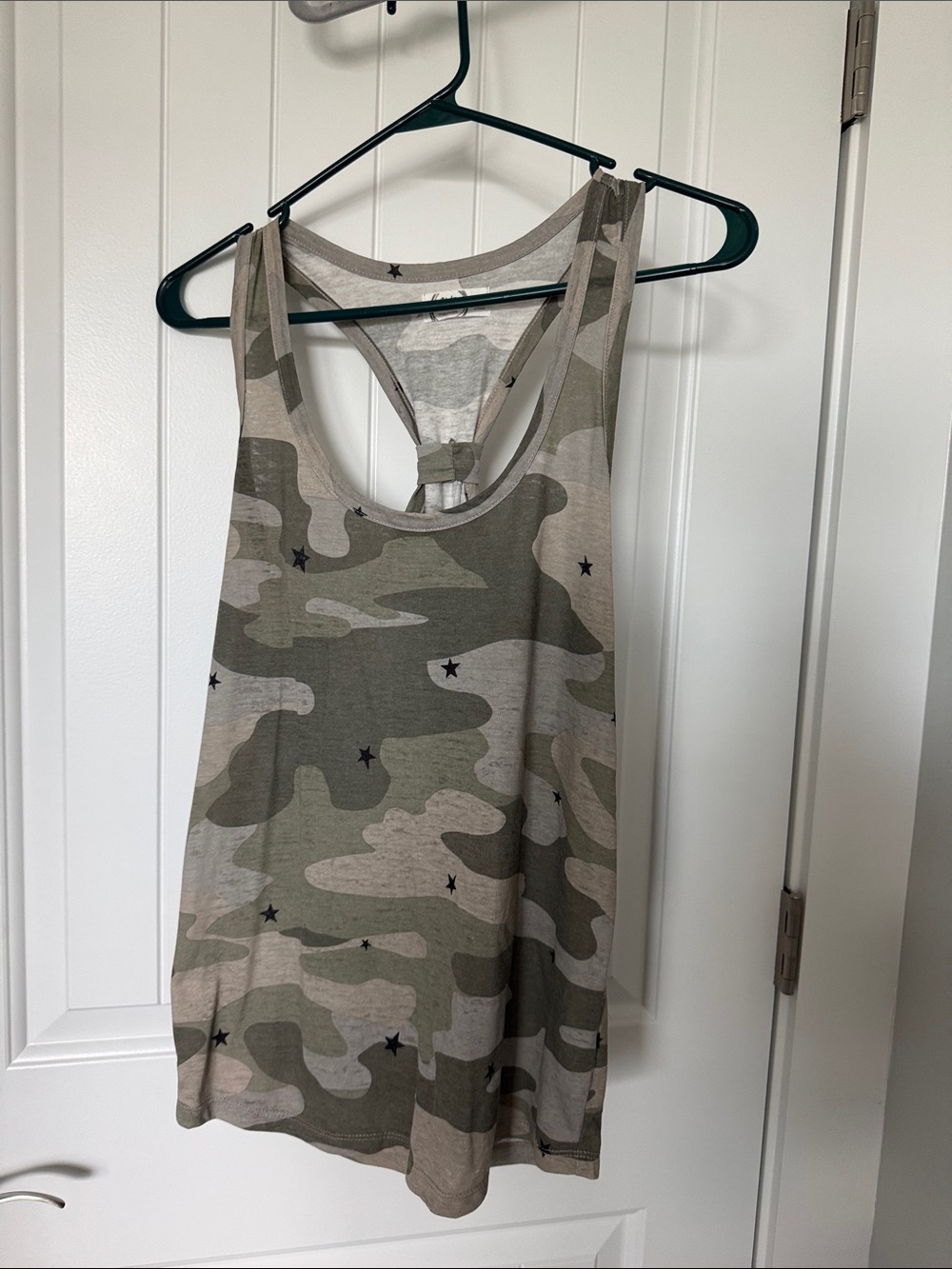 Maurice’s Camo Star Print Racerback Tank Top - Olive & Beige